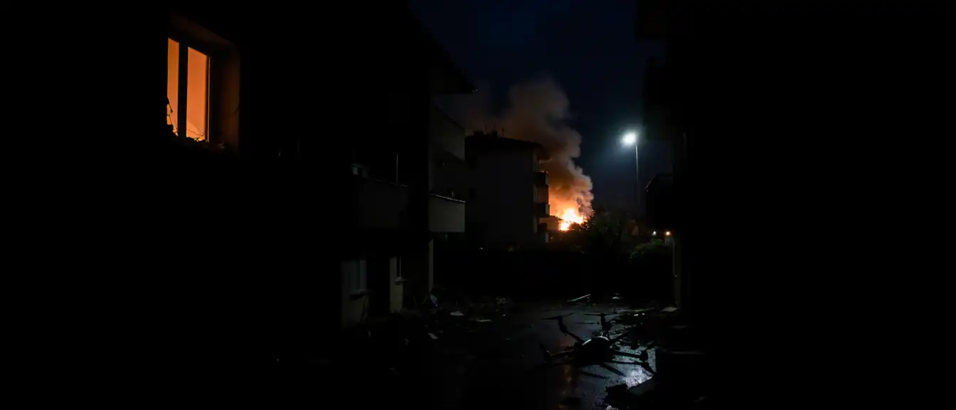 Ночная атака дронов: обломки беспилотников упали в жилых дворах Севастополя и вызвали пожары в регионах России