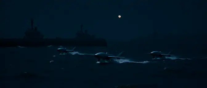 Боевое крещение Corsair: Пентагон обнародовал видео атаки морских дронов на иранский порт