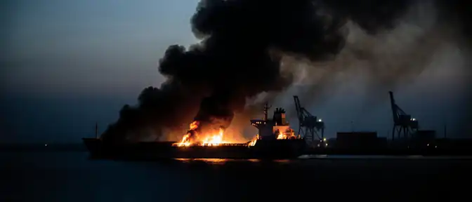 Попадание беспилотников Герань-4 Сикер вызвало возгорание на сухогрузе в одесском порту Южный