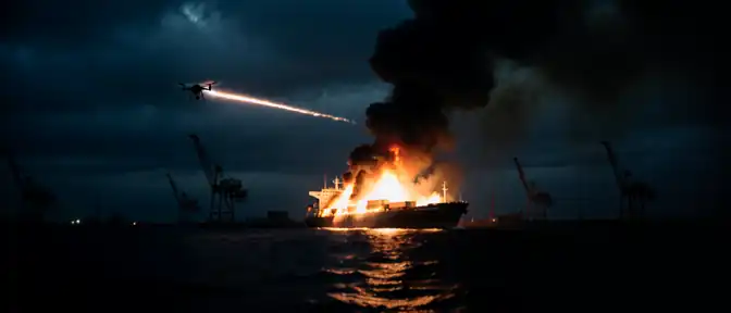 Видеоудары беспилотниками Герань уничтожили сухогруз с военным имуществом ВСУ и нефтебазу в порту Черноморска